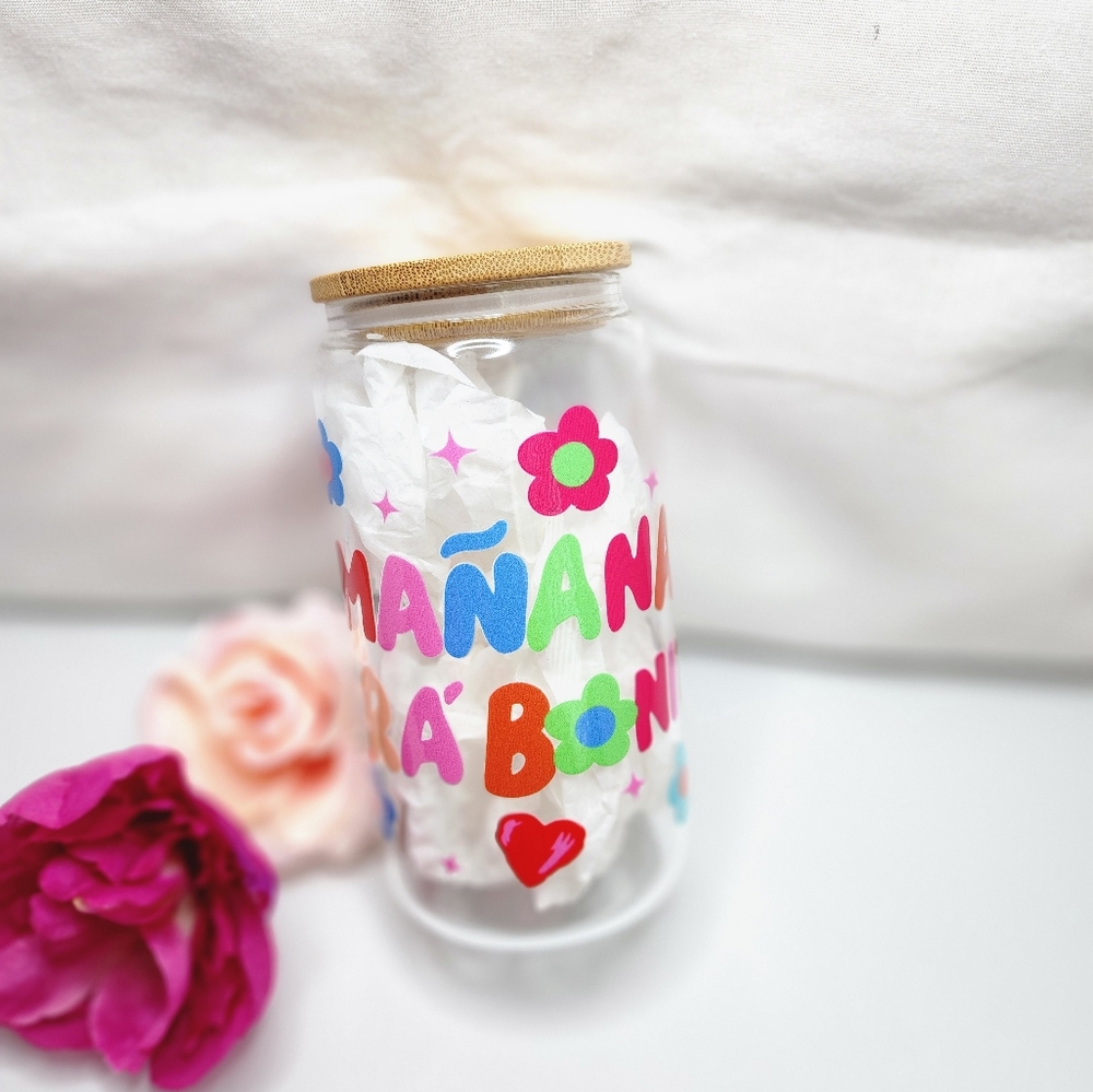 New Handmade Karol G "mañana sera bonito" glass cup
